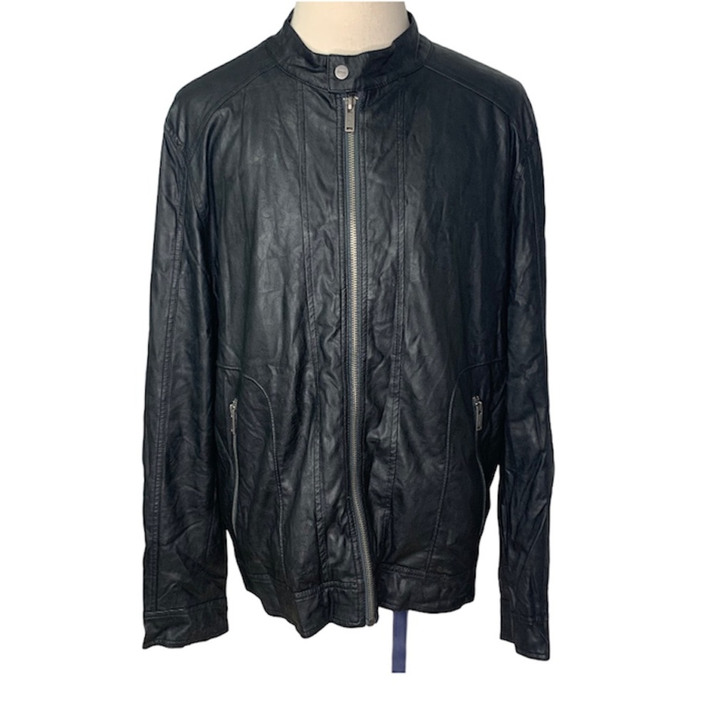 Guess Men’s faux-leather jacket XXL Black - Picture 1 of 14
